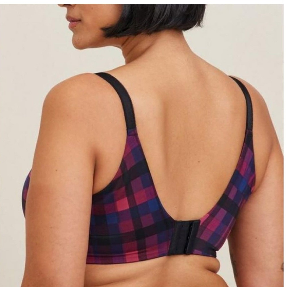 Torrid Curve Full-Coverage Balconette Plaid‎ Print 360° Back Smoothing Bra 44B - Picture 2 of 10